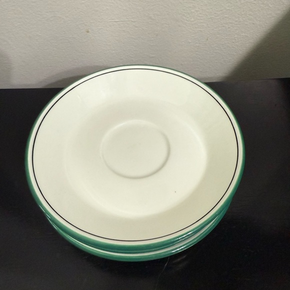 Steelite International Set of 5 Green Rim Coffee Tea Saucer - Picture 3 of 5